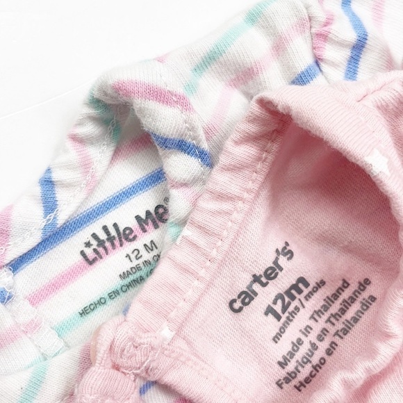 Little Me/Carter's heart striped & unicorn baby girls tops - Picture 3 of 4